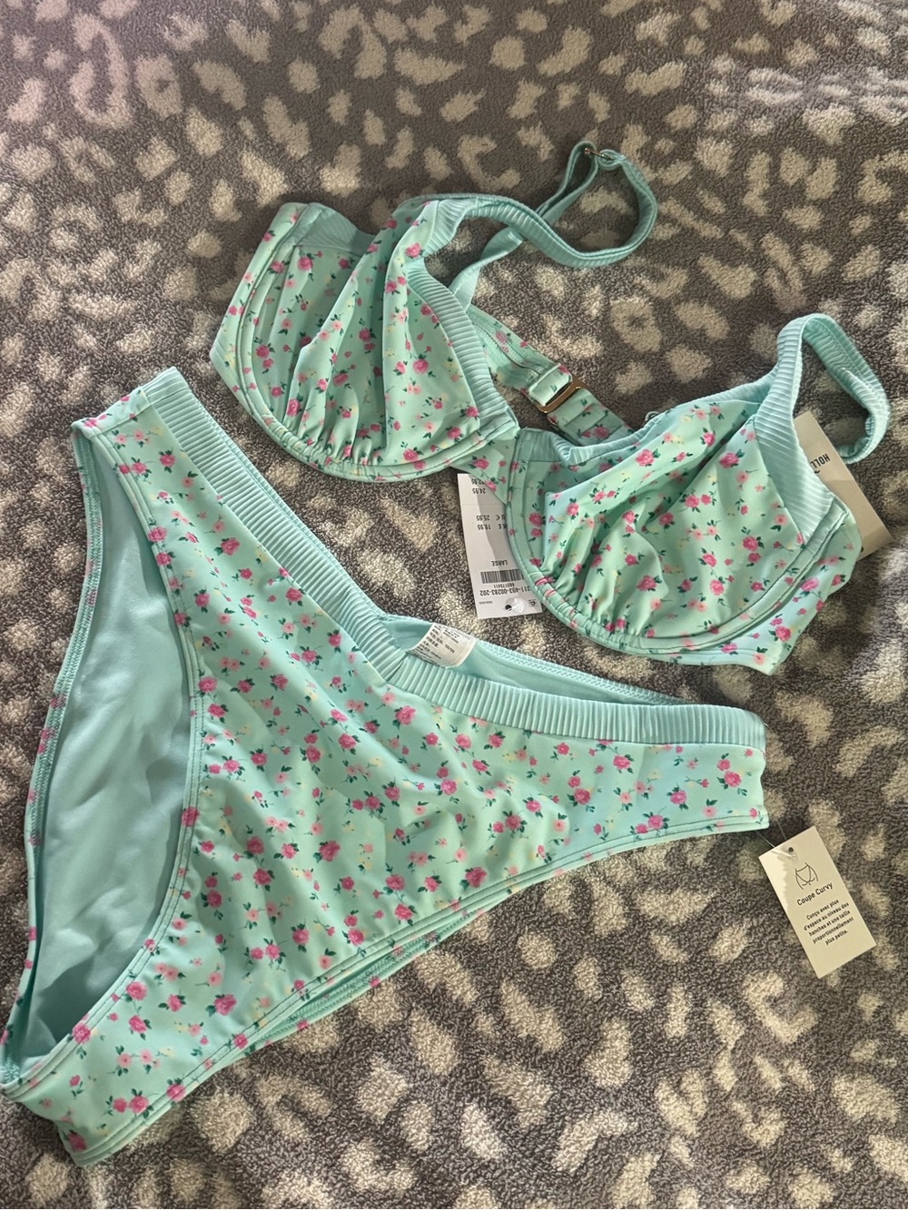 Hollister Mint Green Floral Underwire Bikini Set
